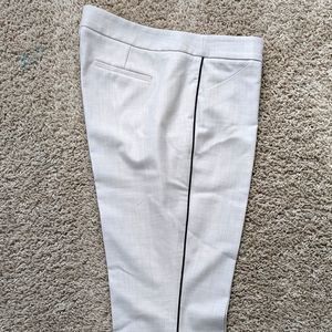 J. CREW Light Gray Wool Blend Stretch Pants with Black Piping Size 10
